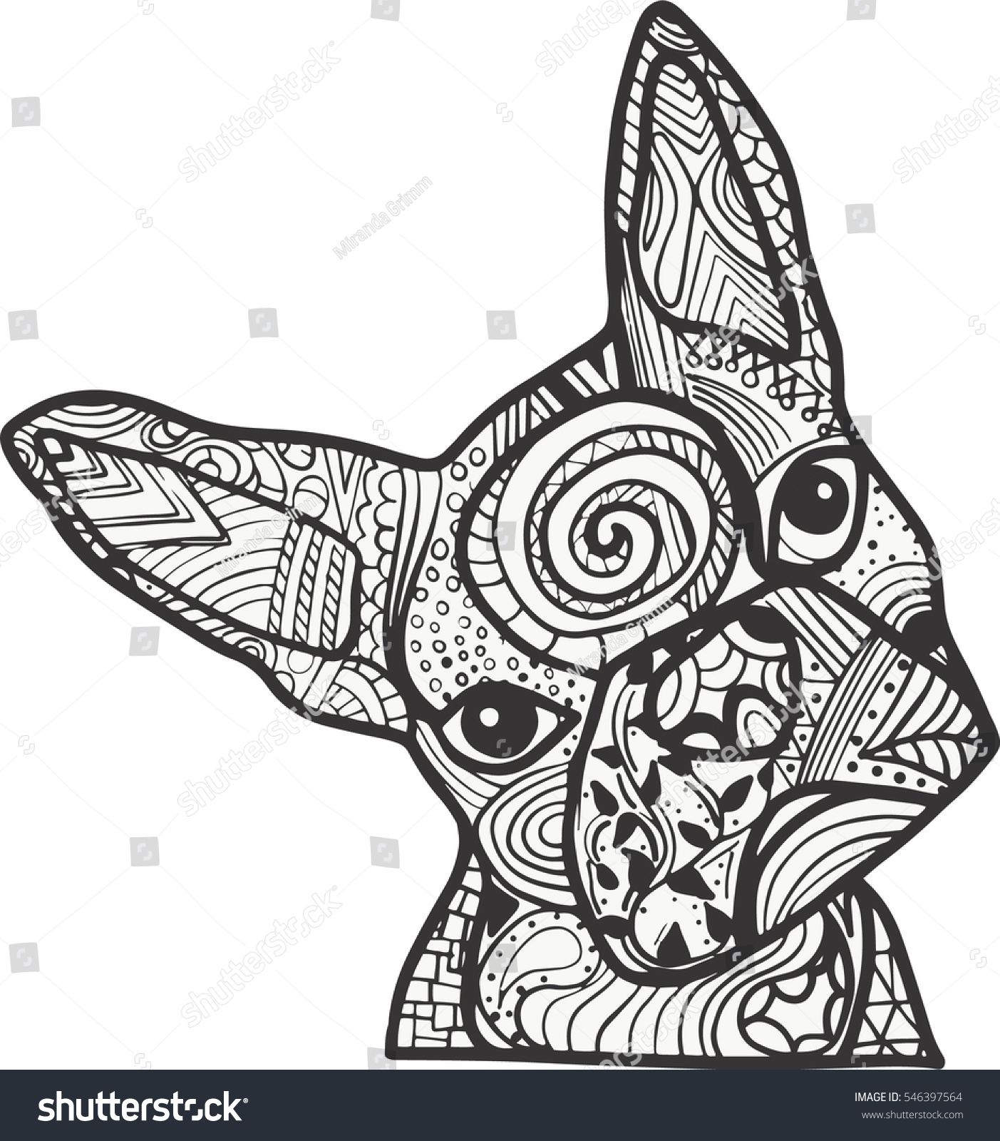 1403x1600 Stock Vector Boston Terrier Or French Bulldog Doodle Coloring