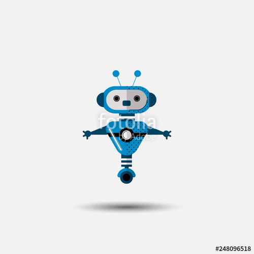 Funny Vector Robot Icon In Flat Style Isolated On Grey Background 500x500 Funny Vector Robot Icon In Flat Style Isolated On Grey Background