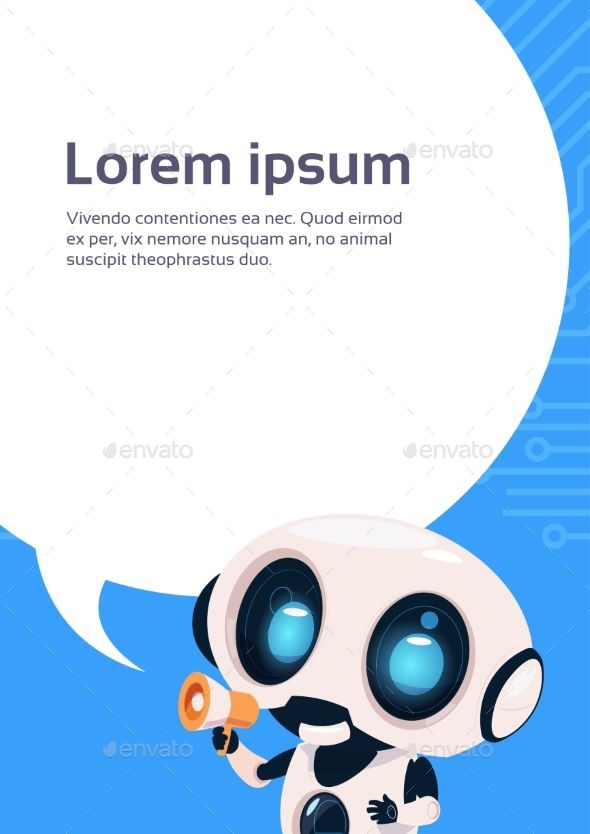Robot Digital Marketing Chat Bot Holding Megaphone Over Chat 590x834 Robot Digital Marketing Chat Bot Holding Megaphone Over Chat