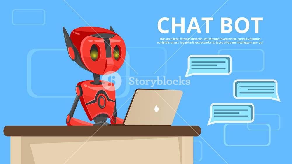 Vector Cartoon Chat Bot Poster Background Template Illustration 1000x563 Vector Cartoon Chat Bot Poster Background Template Illustration