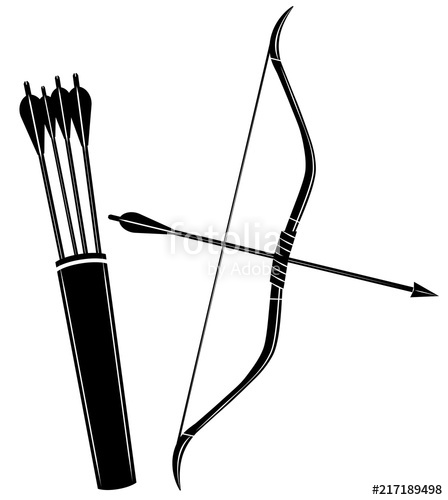 448x500 Bow, Arrow And Quiver Vector Illustration Icon Stock Image