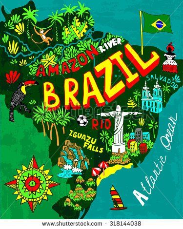 375x470 Illustrated Map Of Brazil