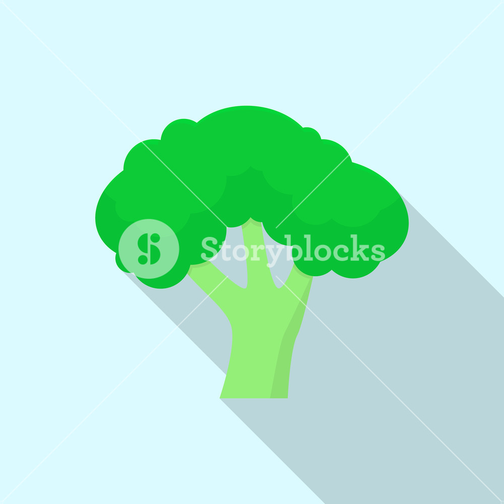 1000x1000 Eco Broccoli Icon Flat Illustration Of Eco Broccoli Vector Icon