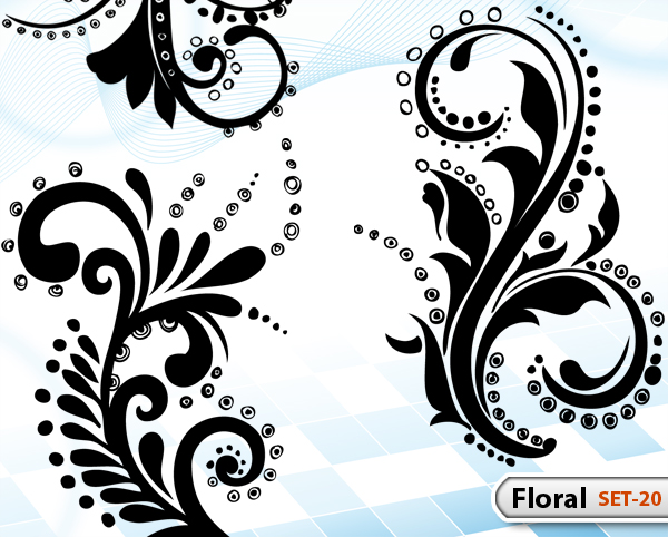 600x482 Hand Drawn Floral Set Vector Photoshop Brushes Stock