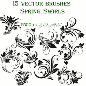 300x300 Spring Swirls Vector Brushes