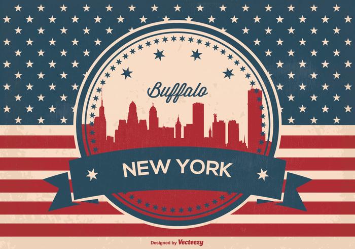 700x490 Retro Buffalo New York Skyline