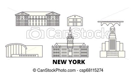 450x244 United States, New York Buffalo Line Travel Skyline Set United
