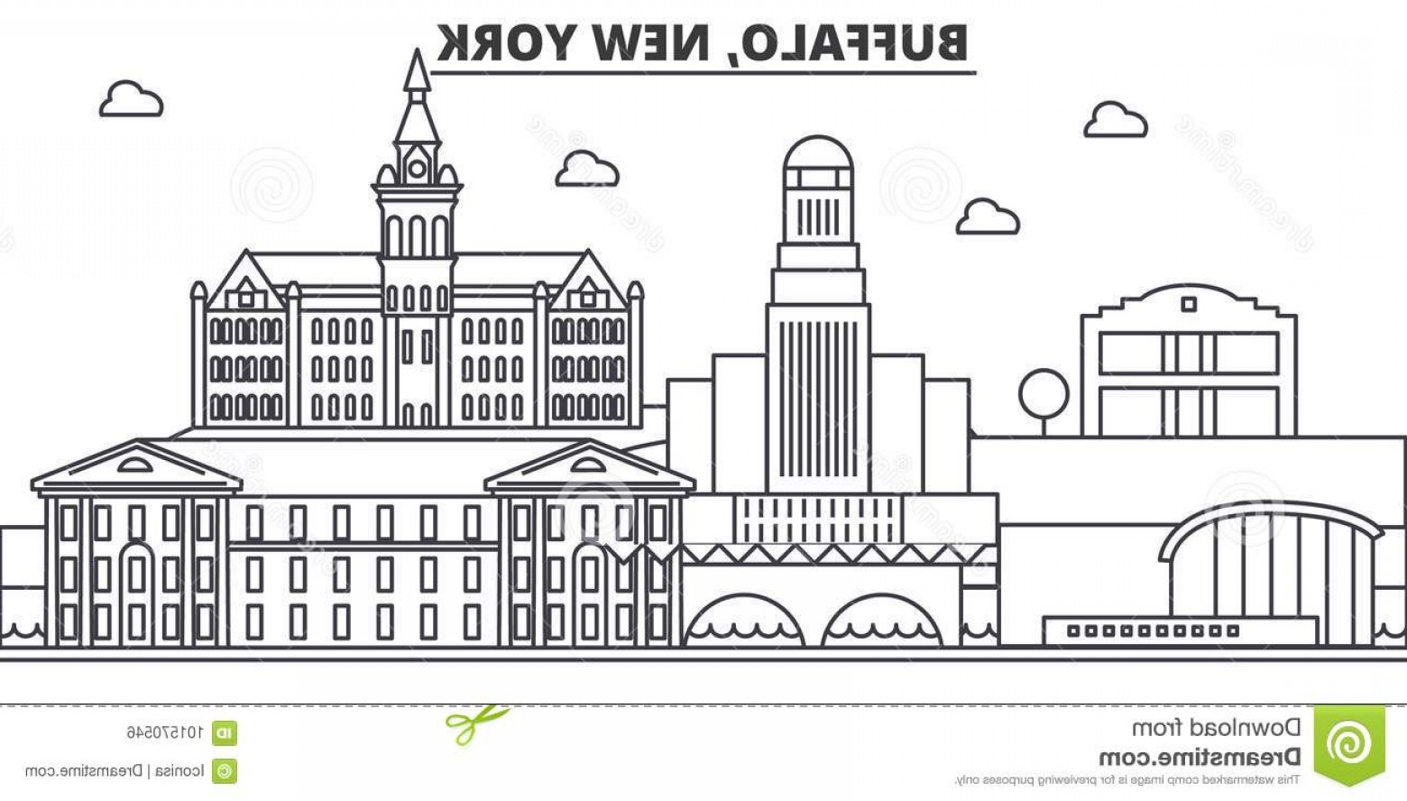 1560x888 Buffalo New York Architecture Line Skyline Illustration Linear