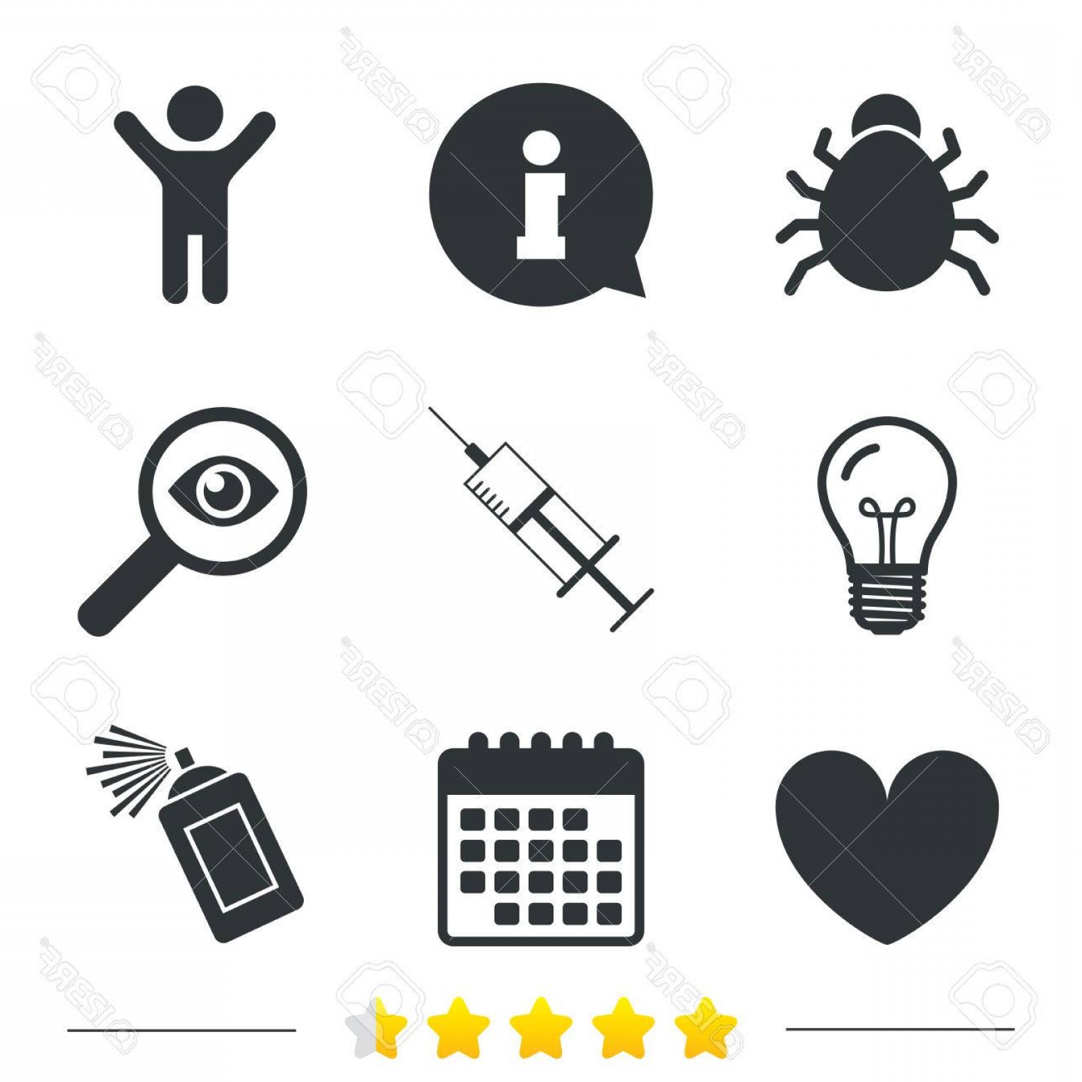 1560x1560 Photostock Vector Bug And Vaccine Syringe Injection Icons Heart