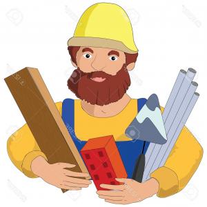 300x300 Builder Leaning On House Vector Clipart Newwaysys
