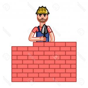300x300 Photostock Vector Builder Build A Brick Wall Vector Sketch Cartoon