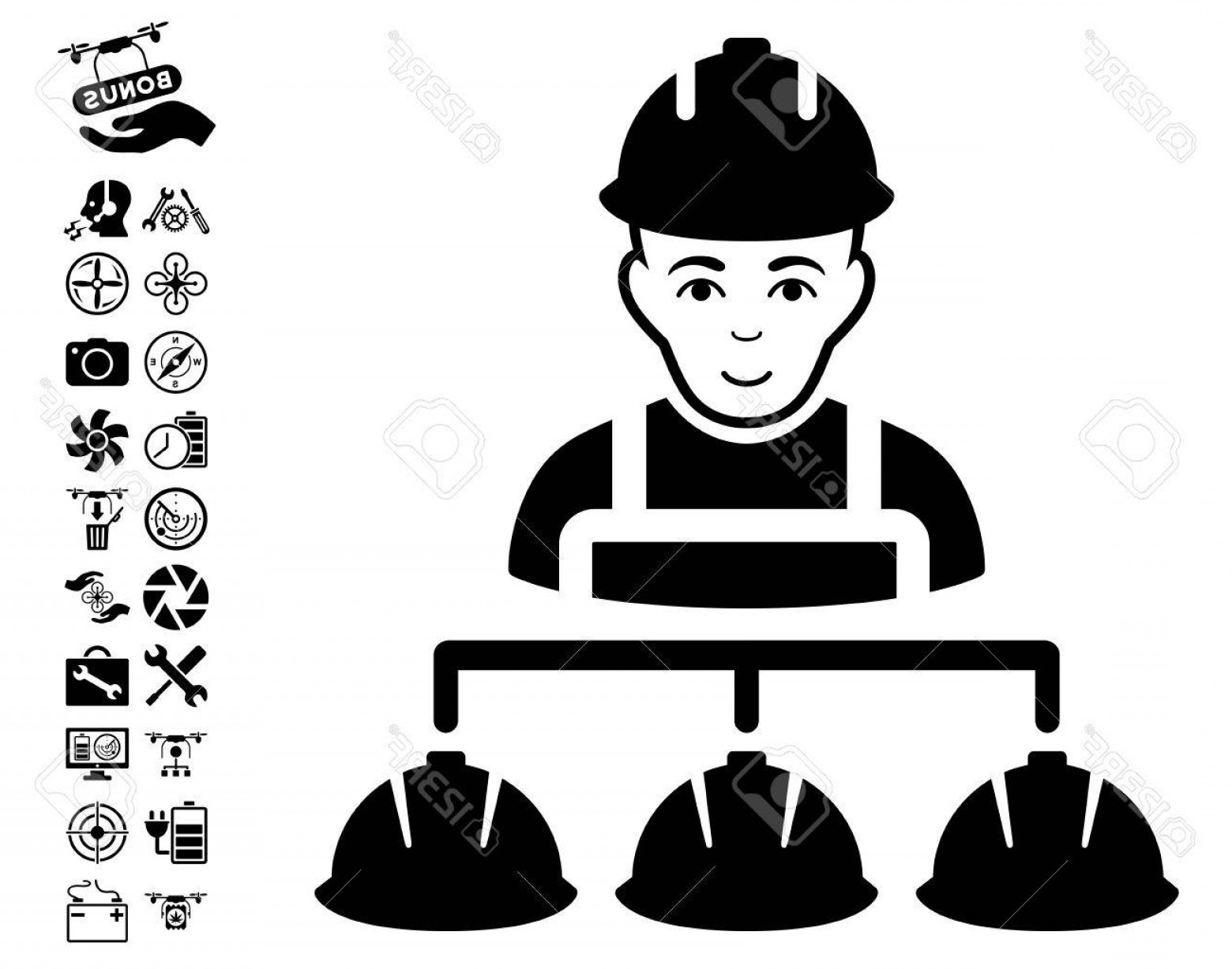 1560x1228 Photostock Vector Builder Management Pictograph With Bonus