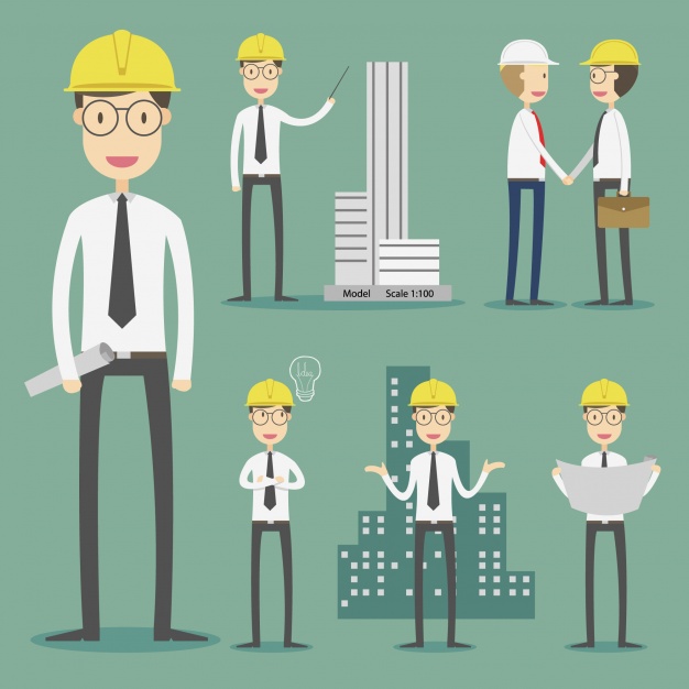 626x626 Builder Character Collection Vector Free Download