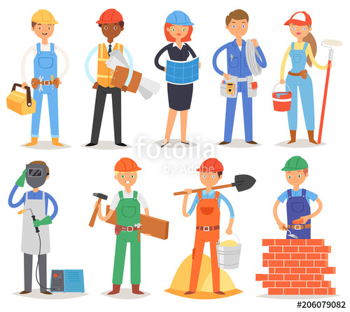 500x445 Builder Vector Constructor People Character Building Construction