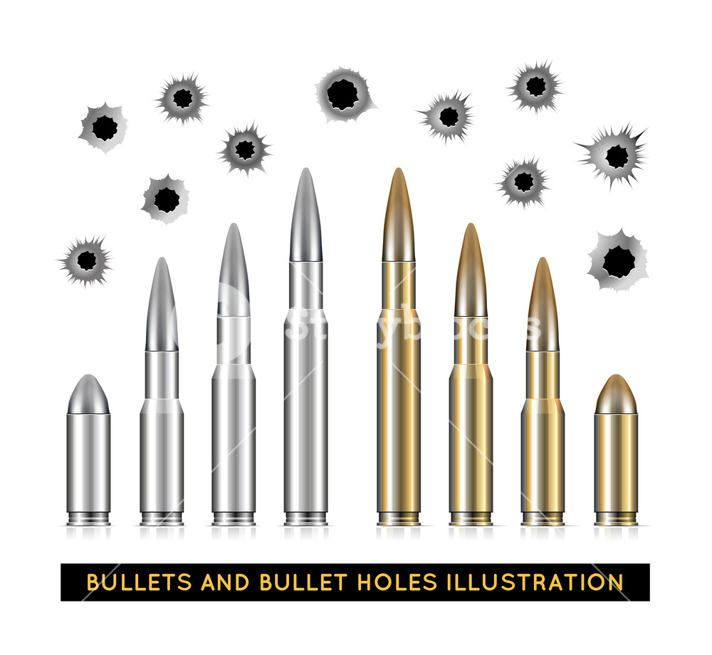 1000x920 Bullets And Bullet Holes Vector Illustration On White Background