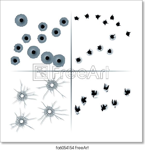 561x581 Free Art Print Of Set Of Bullet Holes Set Of In And Out Bullet