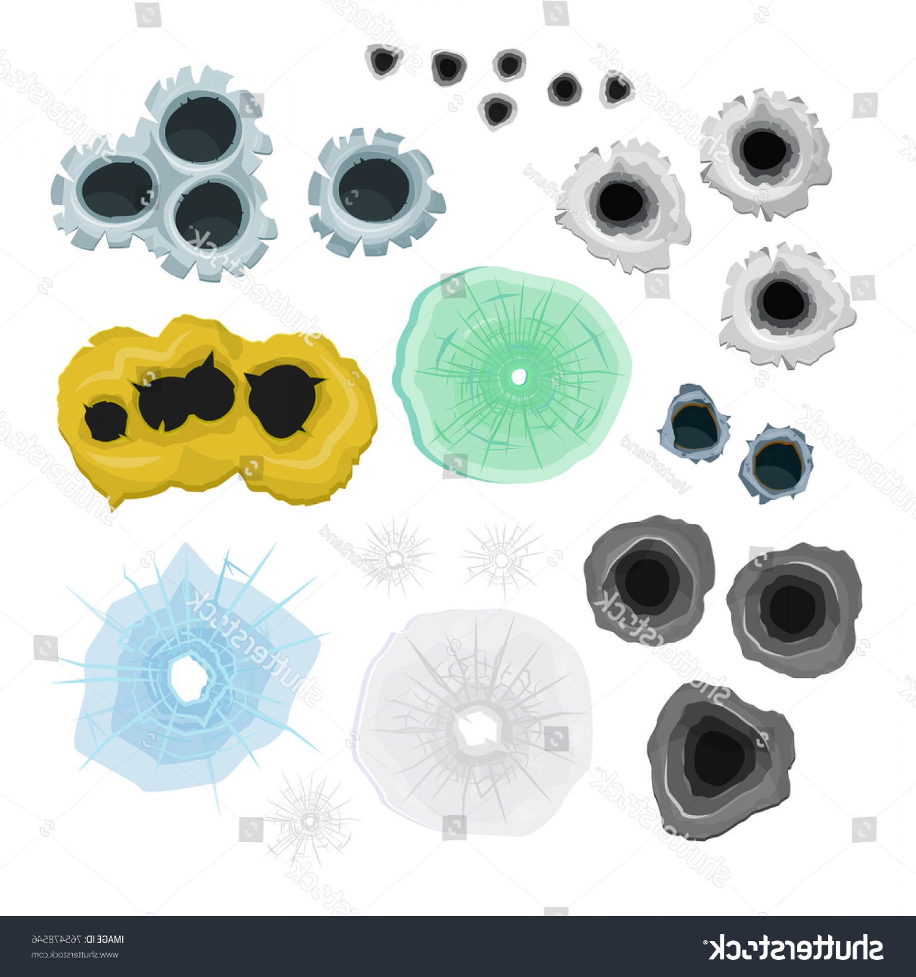 1800x1920 Bullet Hole Gunshot Vector Set Gun Catchsplace