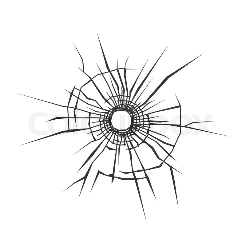 800x800 Bullet Hole In Glass White Stock Vector Colourbox