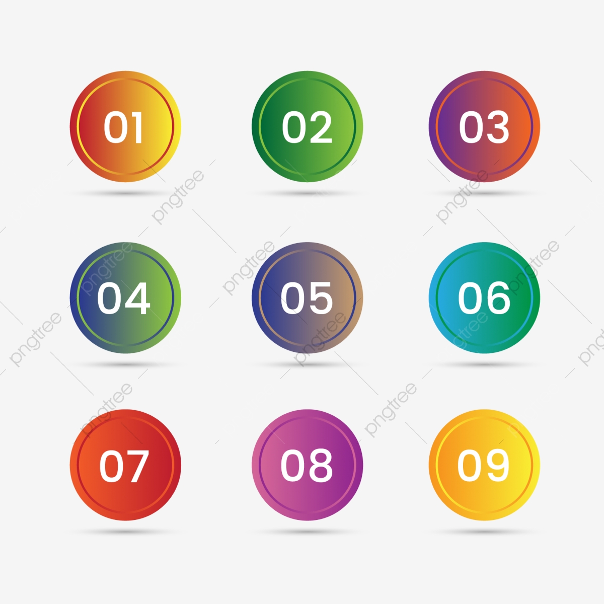 1200x1200 Colorful Numbers Bullet Points With Flat Gradient Icons, Abstract