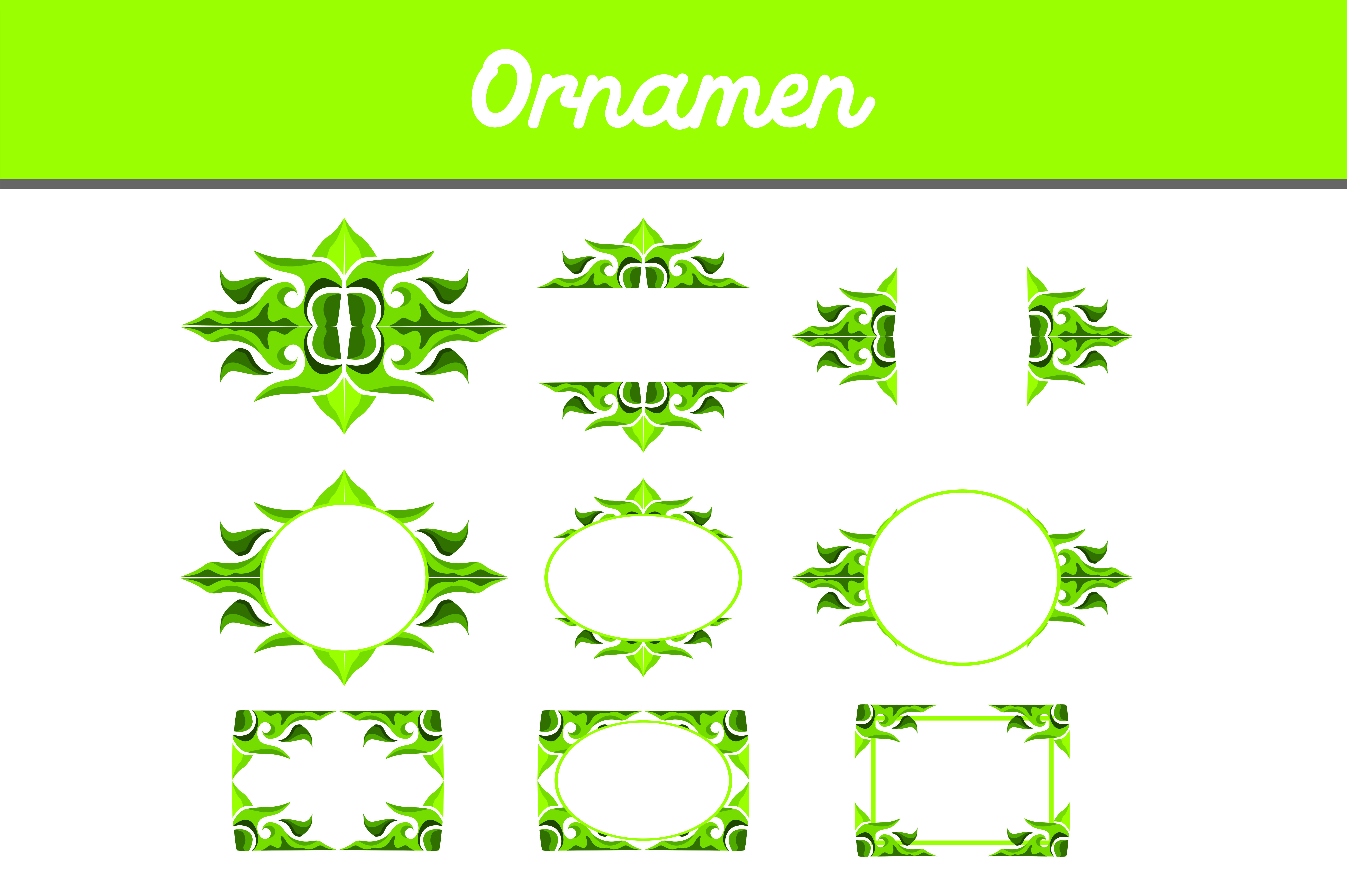 7514x5000 Green Floral Ornament Vector Bundle Graphic