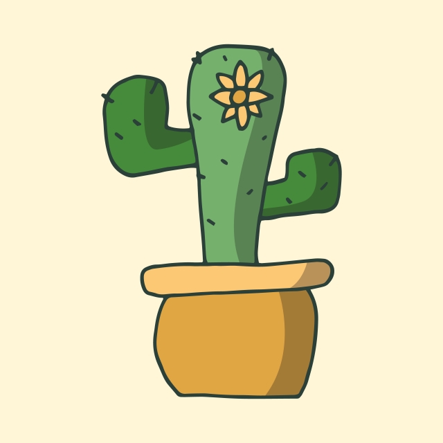 640x640 Hand Drawn Cactus In Pots Illustration Vector, Plant, Vector