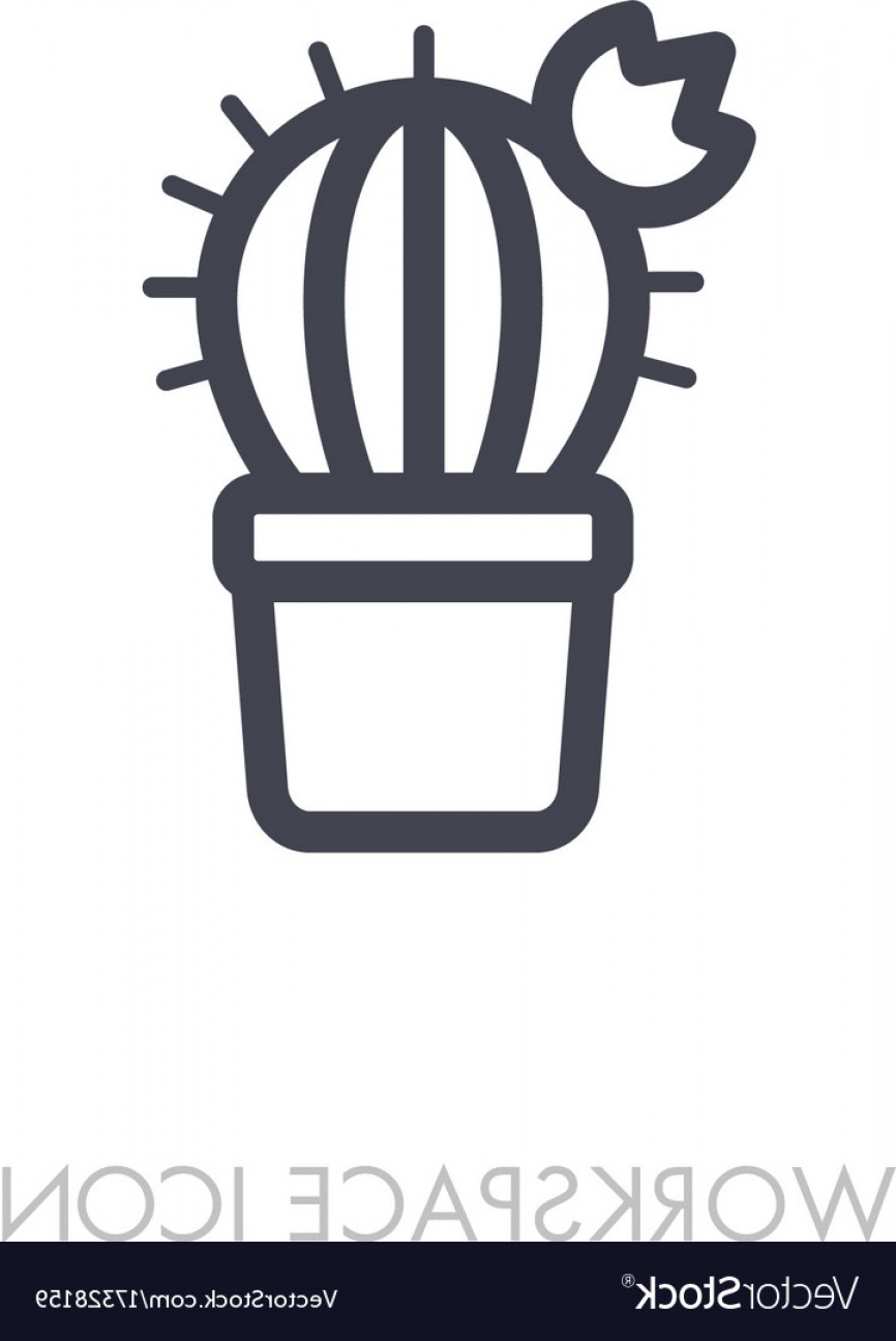 866x1296 Cactus Outline Icon Workspace Sign Vector Soidergi