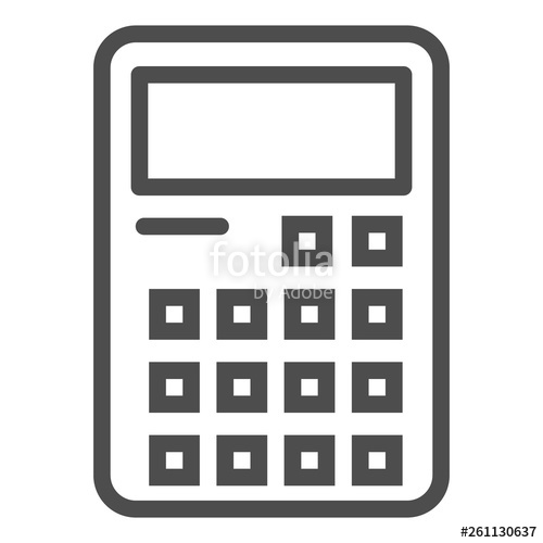 500x500 Calculator Line Icon Accounting Sign Vector Illustration Isolated