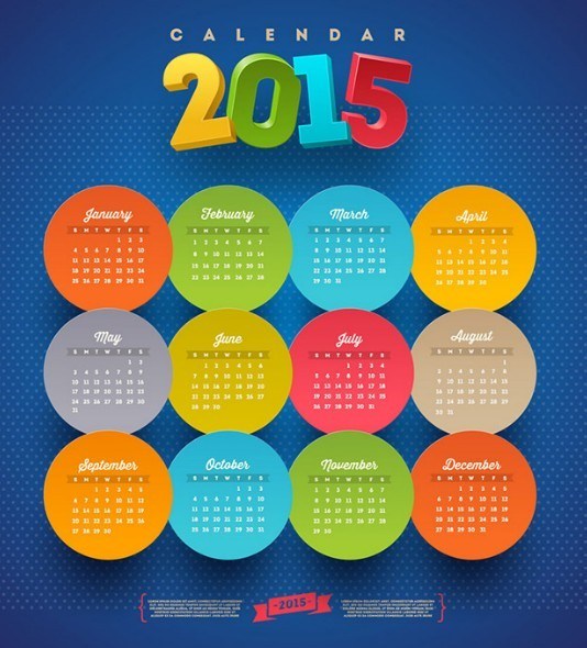 534x590 Free Colorful Circular Calendar Vector