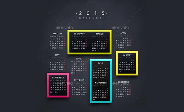 600x368 Year Calendar Vector Templates In Different Designs
