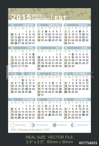 340x500 Vector Calendar With Phases Of The Moon Est