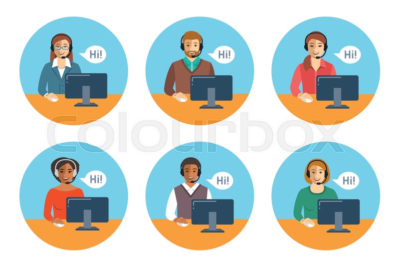 800x533 Call Center Agents Team Flat Vector Stock Vector Colourbox