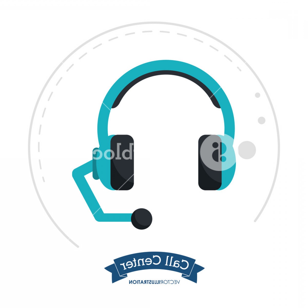 1200x1200 Call Center Headset Communication Client Vector Illustration