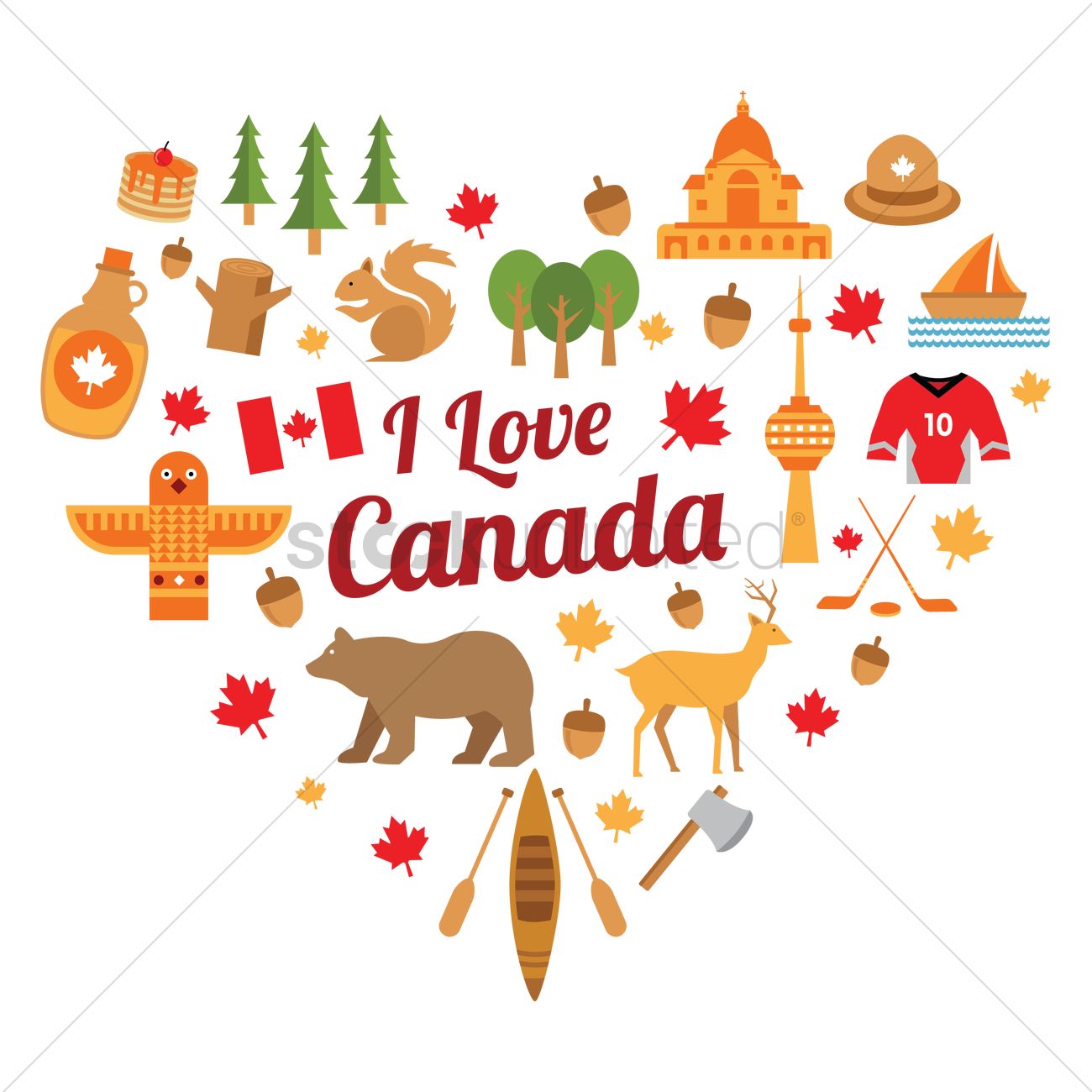 1300x1300 Set Of I Love Canada Icons Vector Image