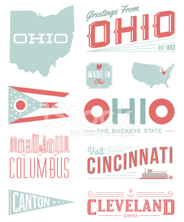 365x440 Ohio Typography Stock Vector