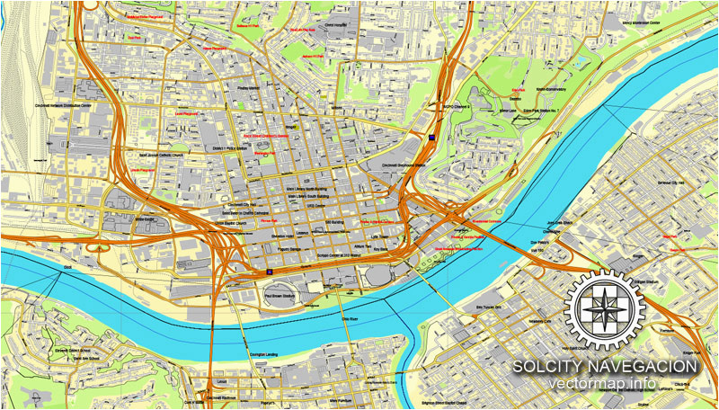 800x456 Cincinnati Ohio On Us Map Cincinnati Ohio Us Printable Vector