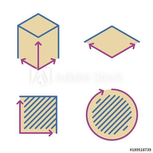 500x500 Size, Area, Square Concept Line Icons Volume, Capacity, Acreage