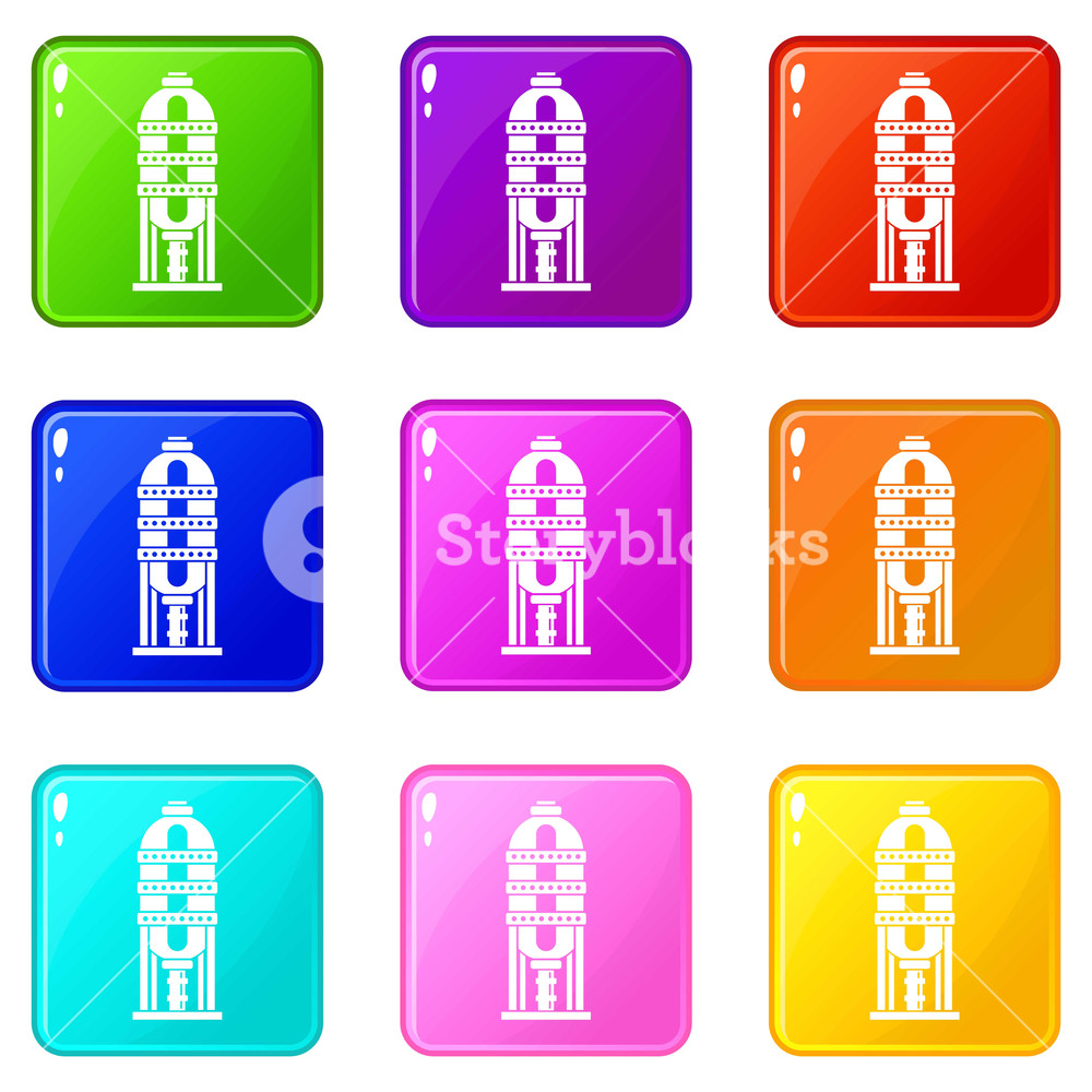 1000x1000 Capacity For Oil Storage Icons Of Color Set Isolated Vector