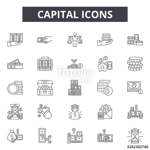 500x500 Capital Line Icons, Signs Set, Vector Capital Outline Concept