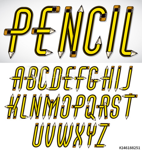 470x500 Vector Capital Alphabet Letters Collection Made With Pencils