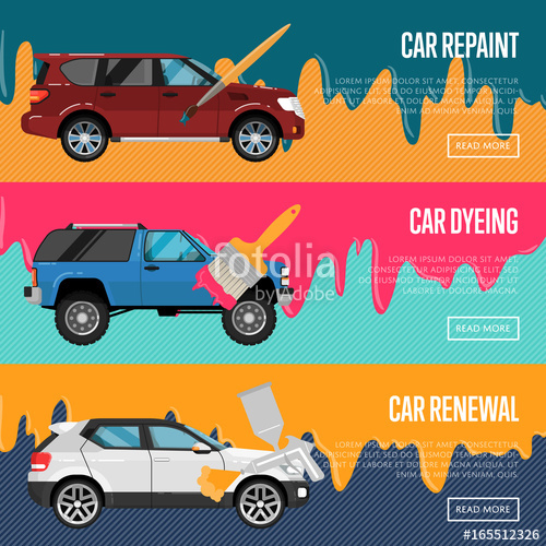 500x500 Car Repaint, Renewal And Dyeing Flyers Set Auto Business