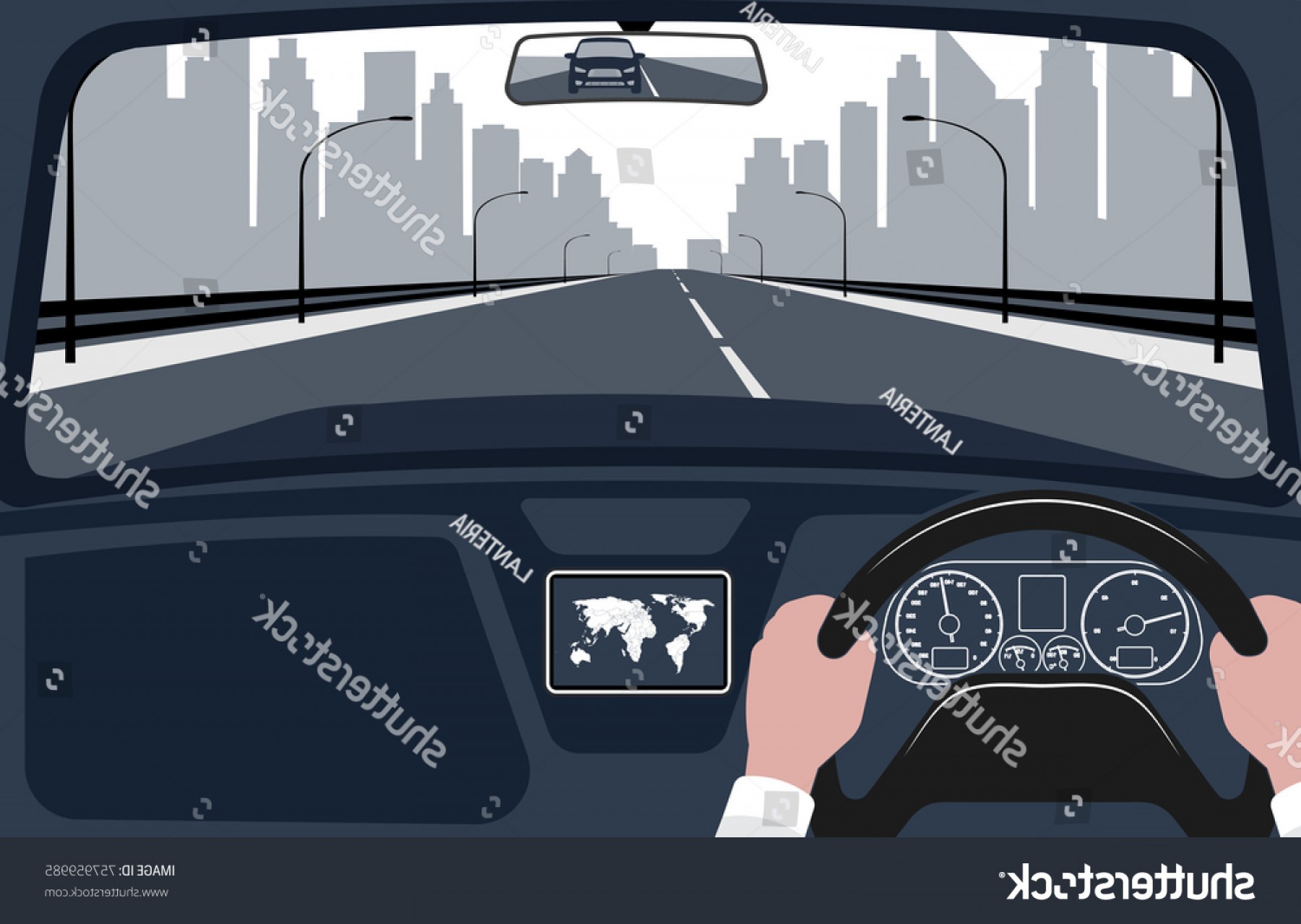 1800x1279 View Road Car Interior Vector Illustration Soidergi