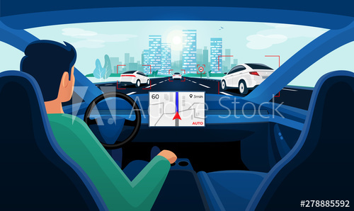 500x298 Autonomous Smart Driverless Electric Car Self Driving On Road