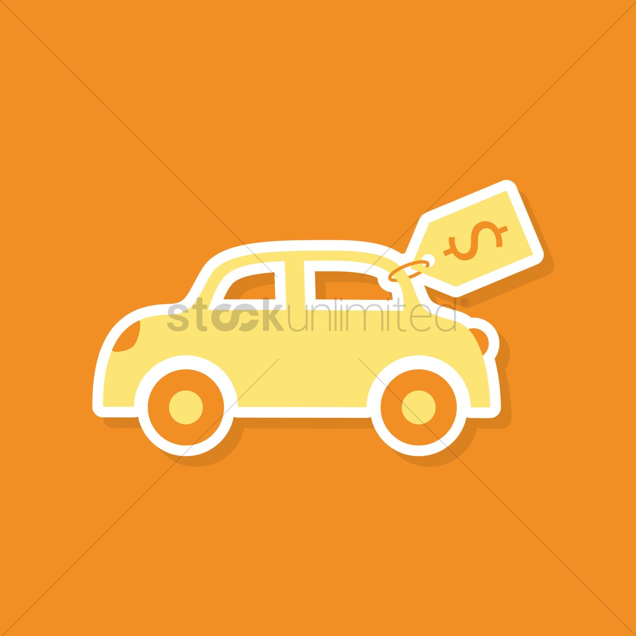1300x1300 Free Car With Price Tag Vector Image