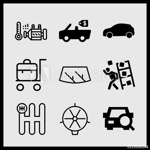 500x500 Simple Icon Set Of Car Related Engine, Car Price, Car Black Side