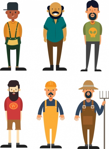 438x600 Man Icons Casual Style Different Careers Free Vector In Adobe