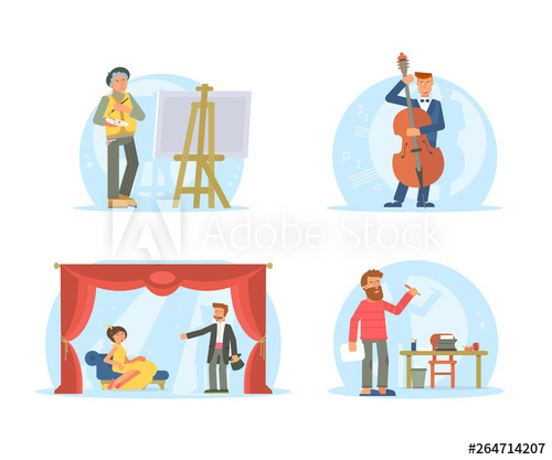 500x417 Creative Jobs, Careers Flat Illustrations Set