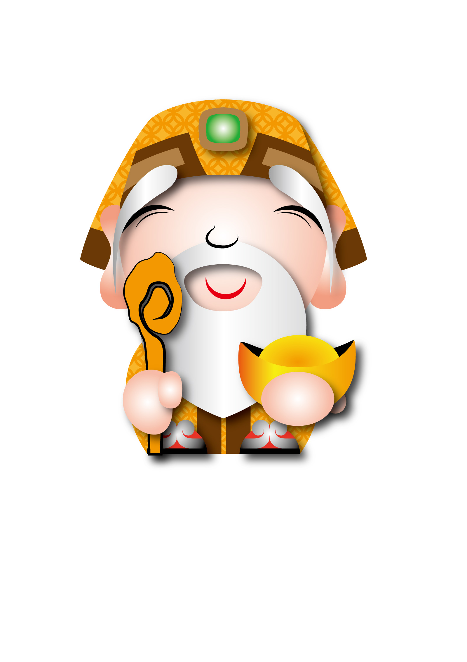 1600x2264 God Of Fortune Vector Cartoon Characters Illustrations Vectors