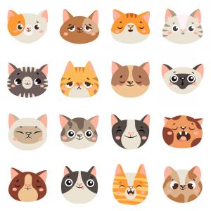 300x300 Cute Cats Faces Happy Animals Funny Kitten Vector Catchsplace