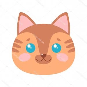 300x300 Photostock Vector Cat Head Black And White Animal Drawing