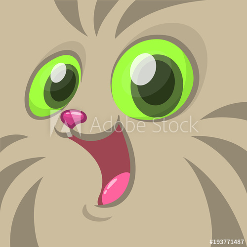 500x500 Vector Cartoon Image Of A Gray Cat Face Vector Cat Head Avatar